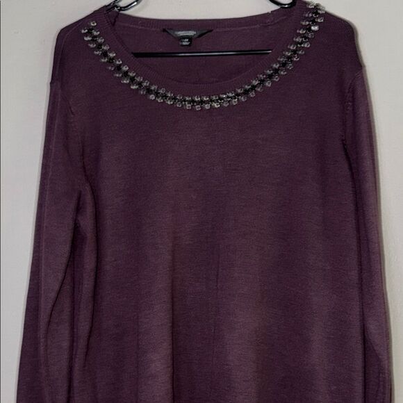 Simply Vera Vera Wang Purple Embellished Long Sleeve Sweater - Picture 8 of 11